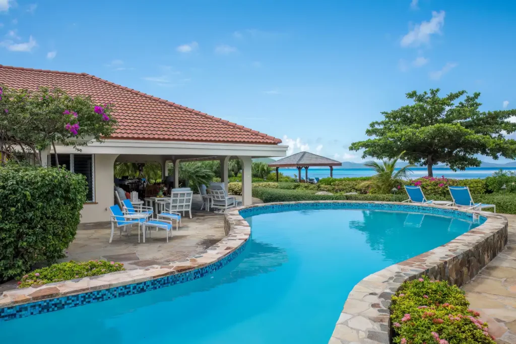 pool with the view to the beach 