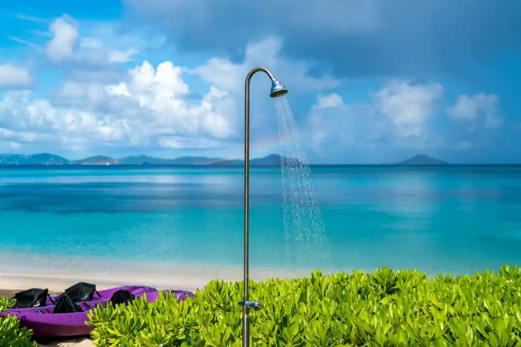 shopwer at the beach