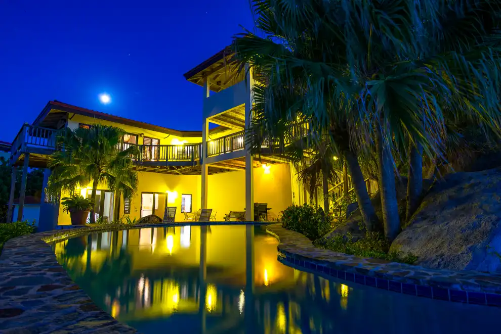 Amani Villa night view looking toward the villa