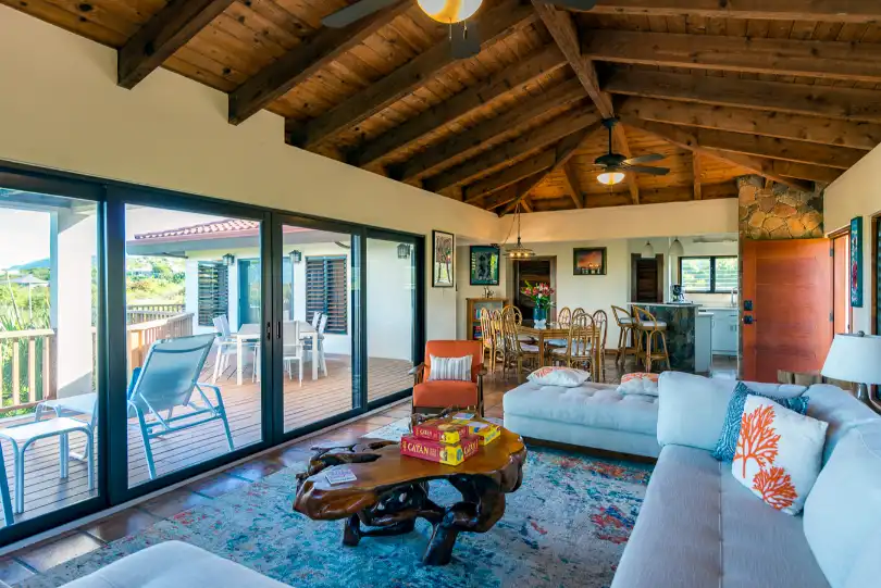 Amani Villa living room looking out to balcony